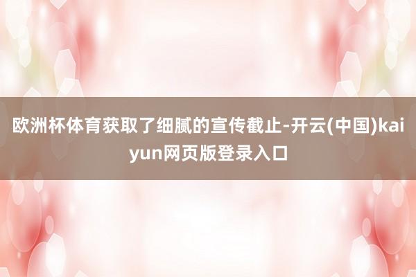欧洲杯体育获取了细腻的宣传截止-开云(中国)kaiyun网页版登录入口