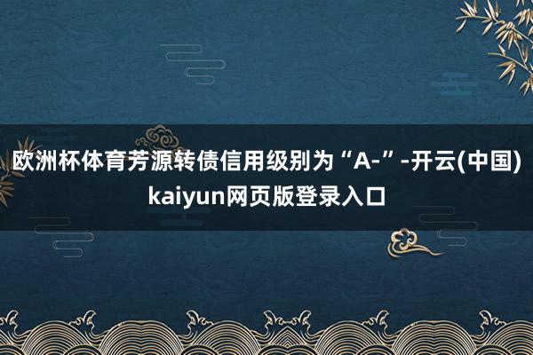 欧洲杯体育芳源转债信用级别为“A-”-开云(中国)kaiyun网页版登录入口